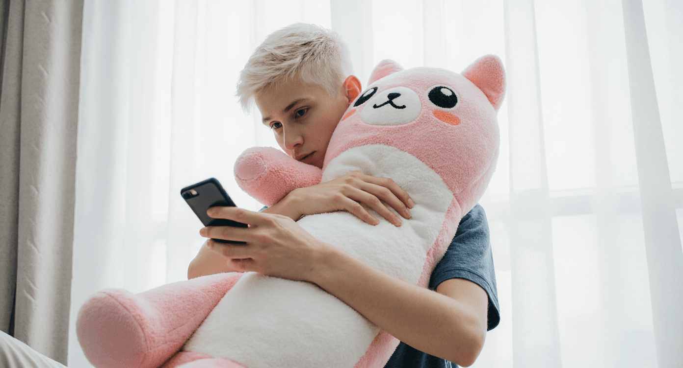 Person interacting with AI companion, representing the science of digital companionship